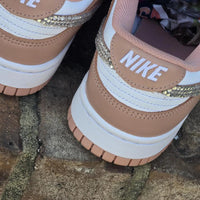 Custom Dunk Brown White With Rhinestones