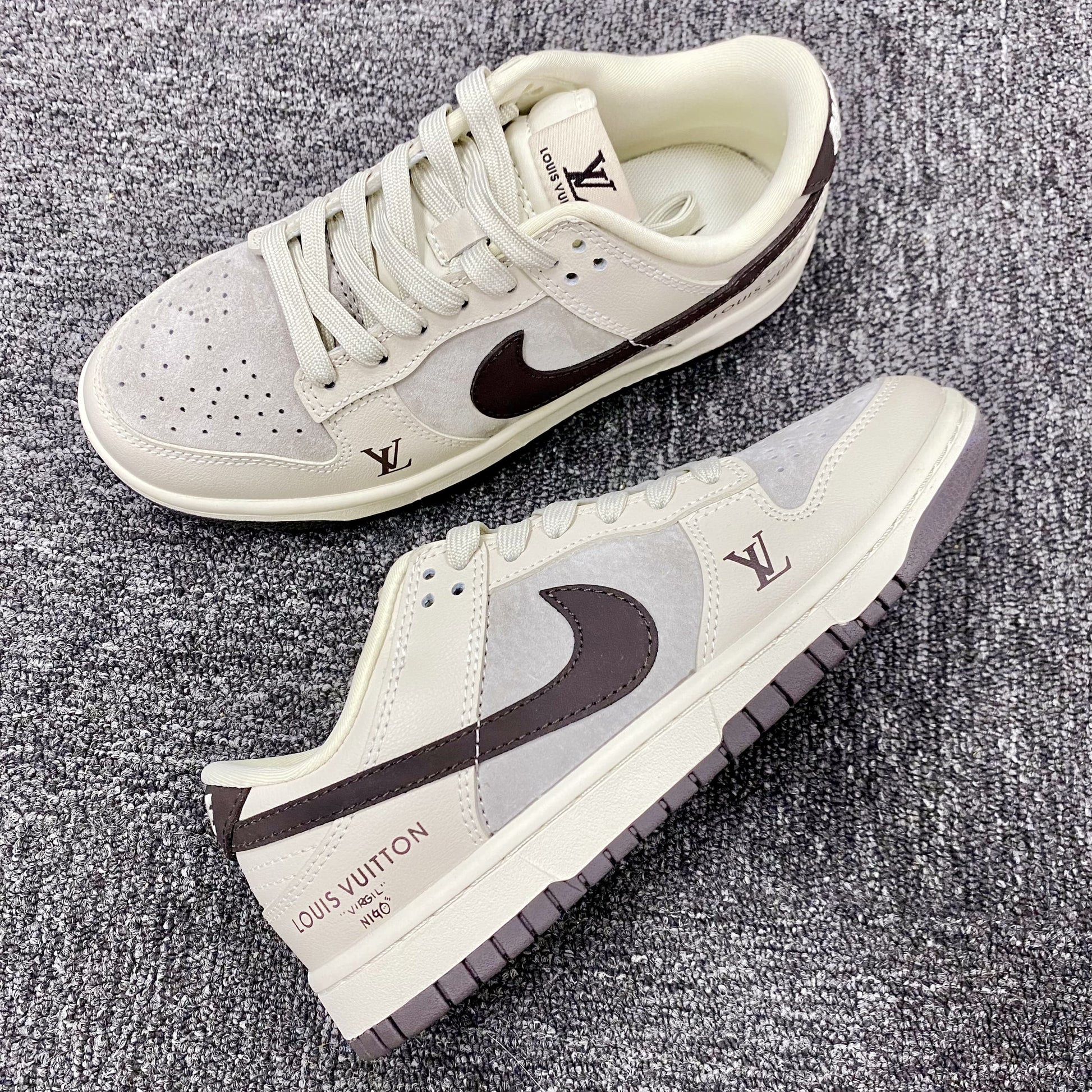 Custom Dunk Cream Khaki LV Logo