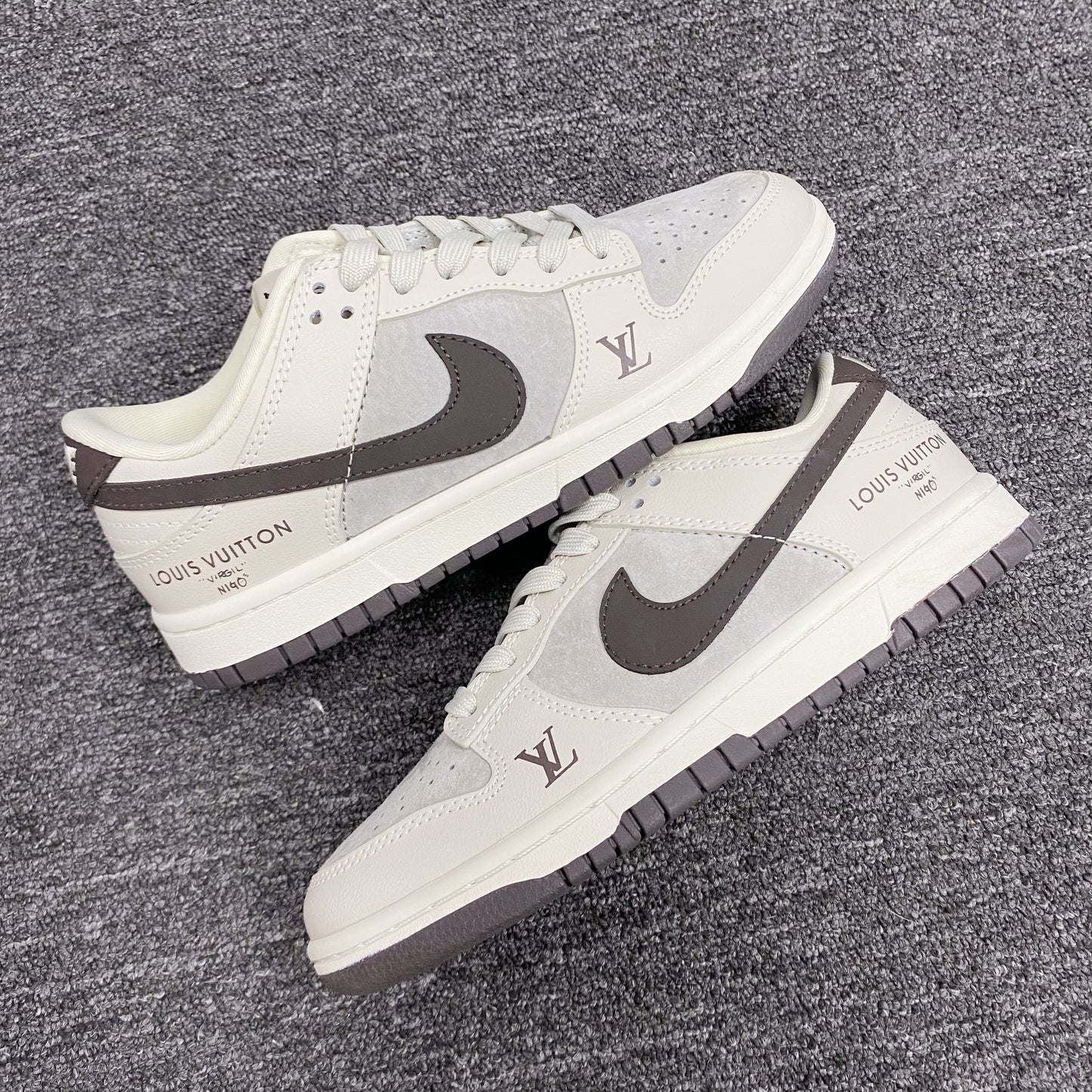 Custom Dunk Cream Khaki LV Logo