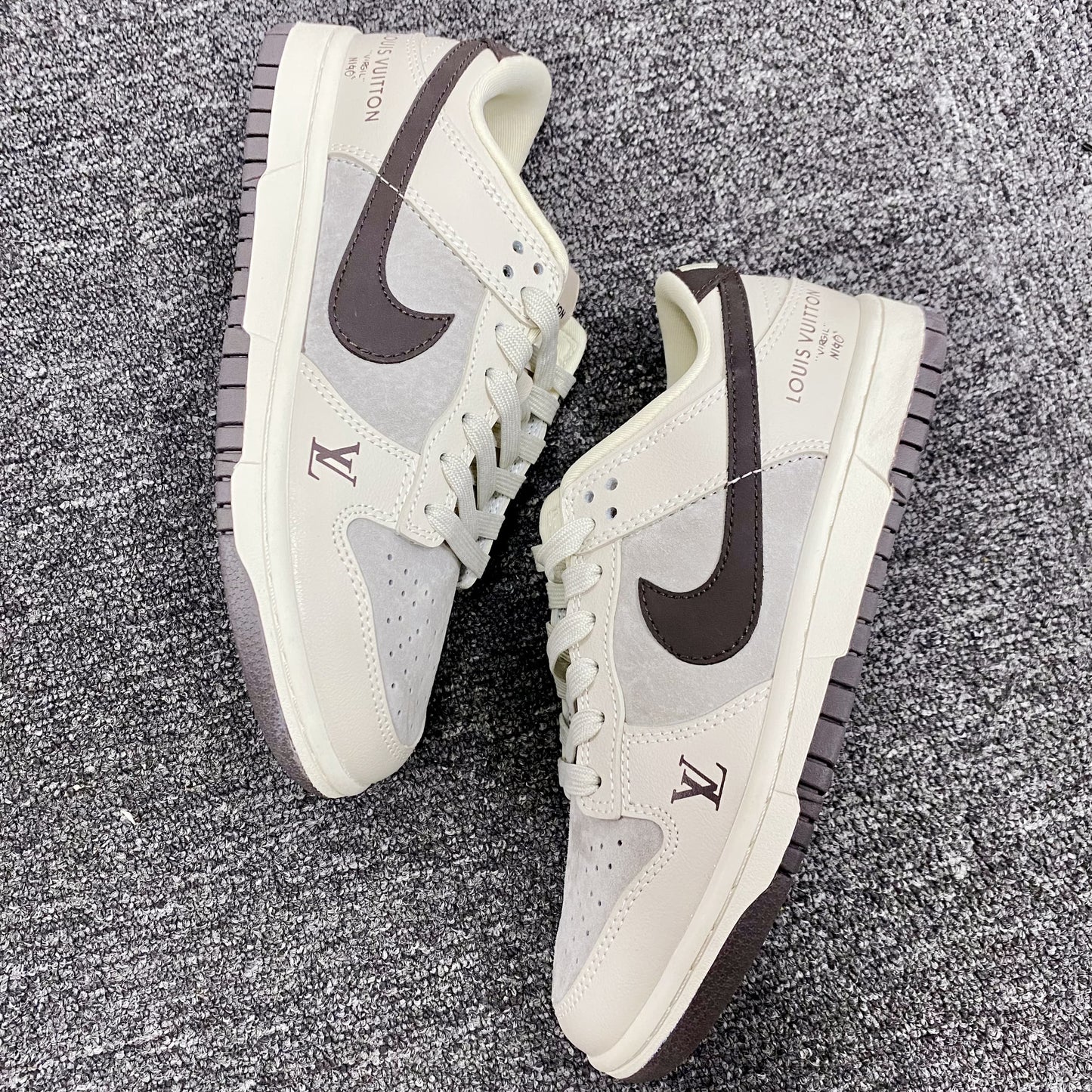 Custom Dunk Cream Khaki LV Logo