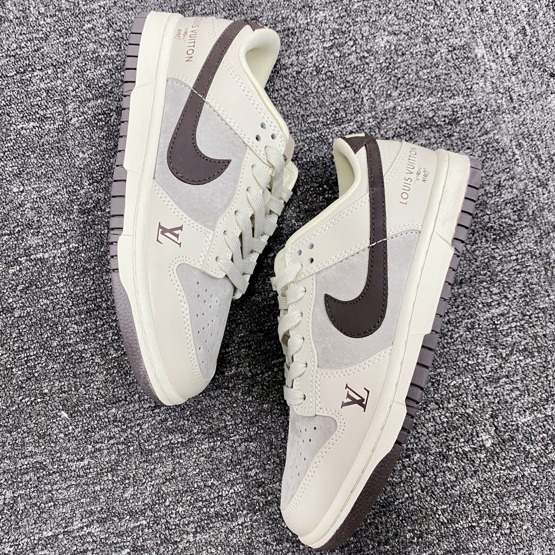 Custom Dunk Cream Khaki LV Logo