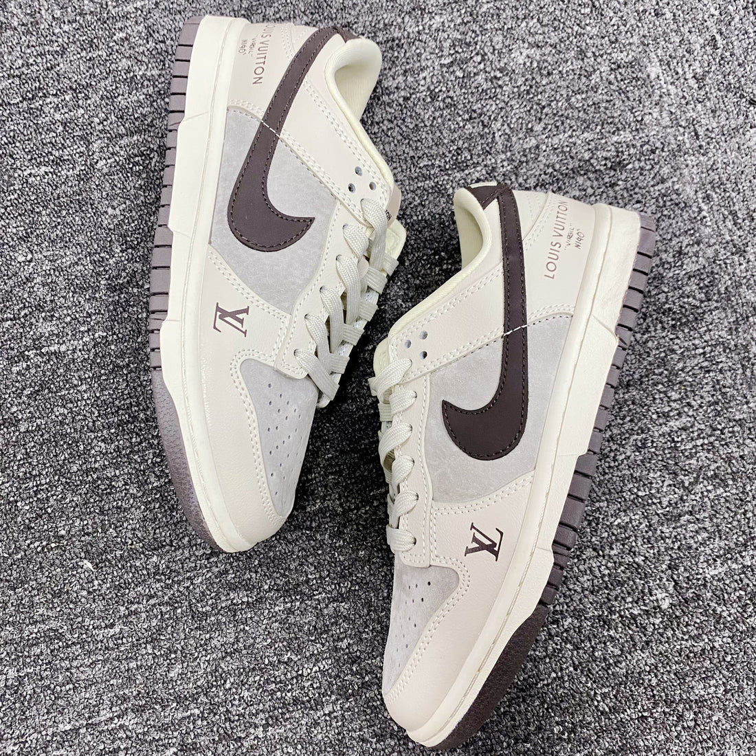 Custom Dunk Cream Khaki LV Logo