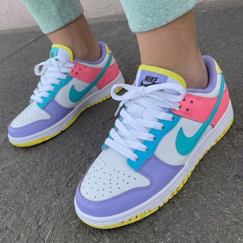 Custom Dunk Shoes Color Block Pink Blue