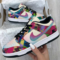 Custom Dunk Shoes Geometric Pattern Multicolor