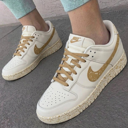 Custom Dunk Shoes Speckled White Tan