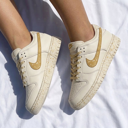 Custom Dunk Shoes Speckled White Tan
