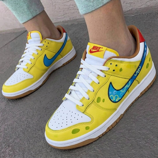 Custom Dunk Shoes SpongeBob Pattern Yellow Blue Green