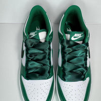 Custom Dunk White Green Rhinestones Satin Laces
