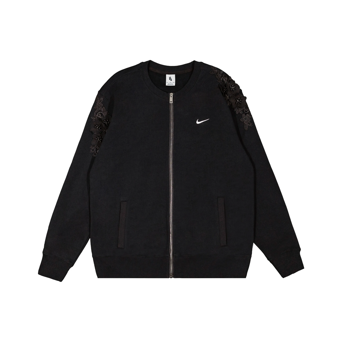 Custom Embroidery Nike Sweatshirt Black Floral