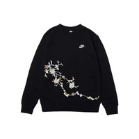 Custom Embroidery Nike Sweatshirt Black White Floral