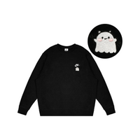 Custom Embroidery Nike Sweatshirt Black White Ghost Pattern