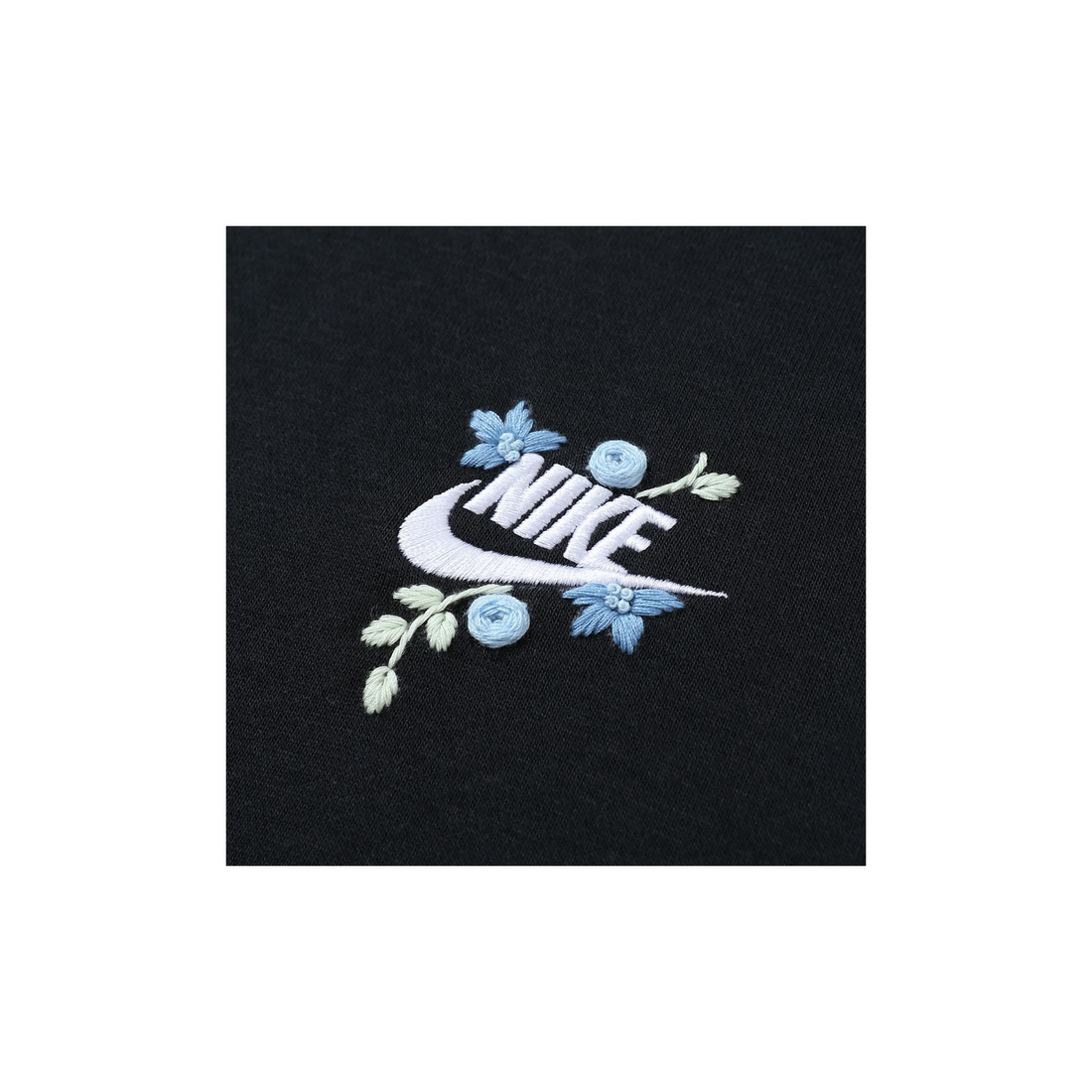 Custom Embroidery Nike Sweatshirt Black With Blue Florals