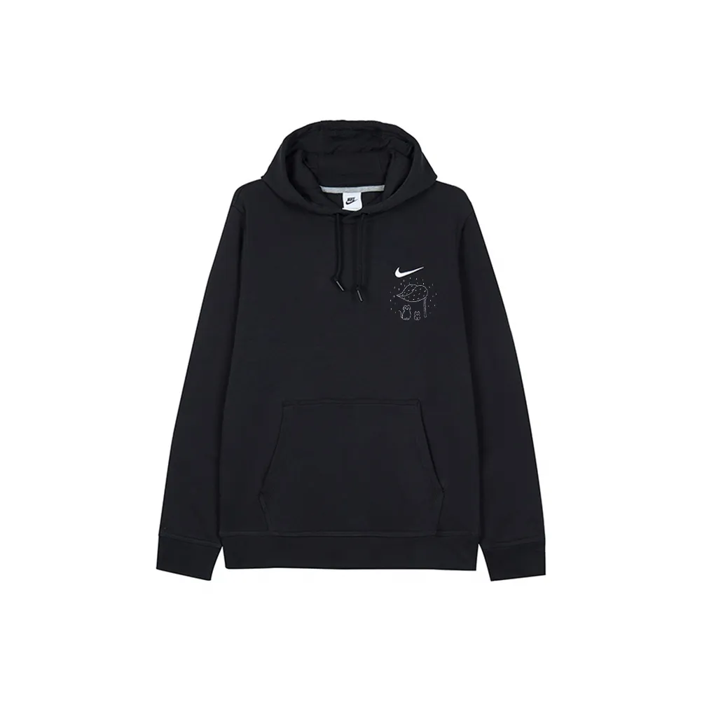 Custom Embroidery Nike Sweatshirt Black With Cat Leaf Pattern