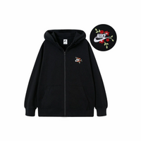 Custom Embroidery Nike Sweatshirt Black With Red Floral Emblem