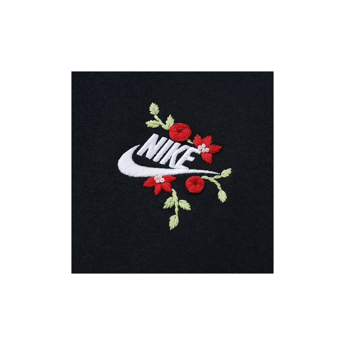 Custom Embroidery Nike Sweatshirt Black With Red Floral Emblem