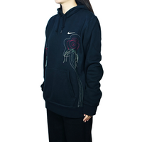 Custom Embroidery Nike Sweatshirt Black With Red Rose Patterns