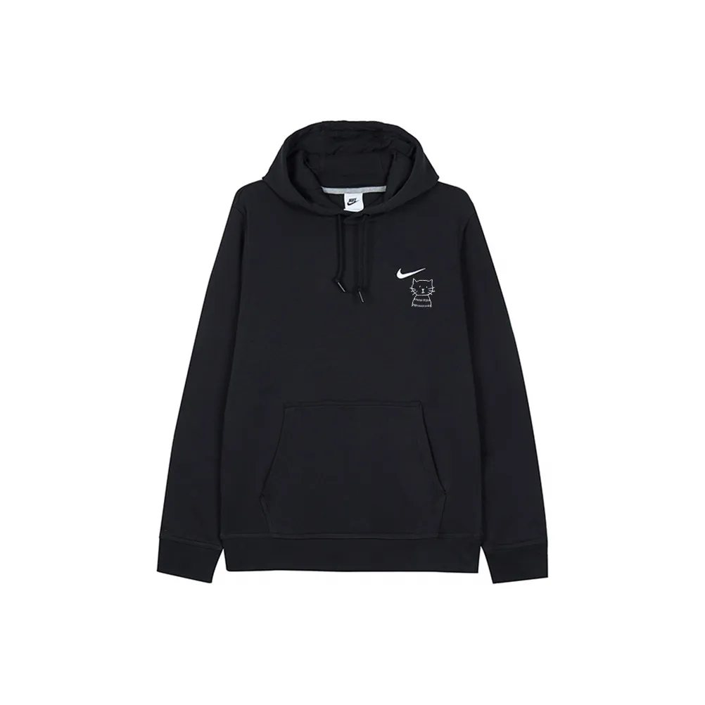 Custom Embroidery Nike Sweatshirt Black With Simple Cat Design