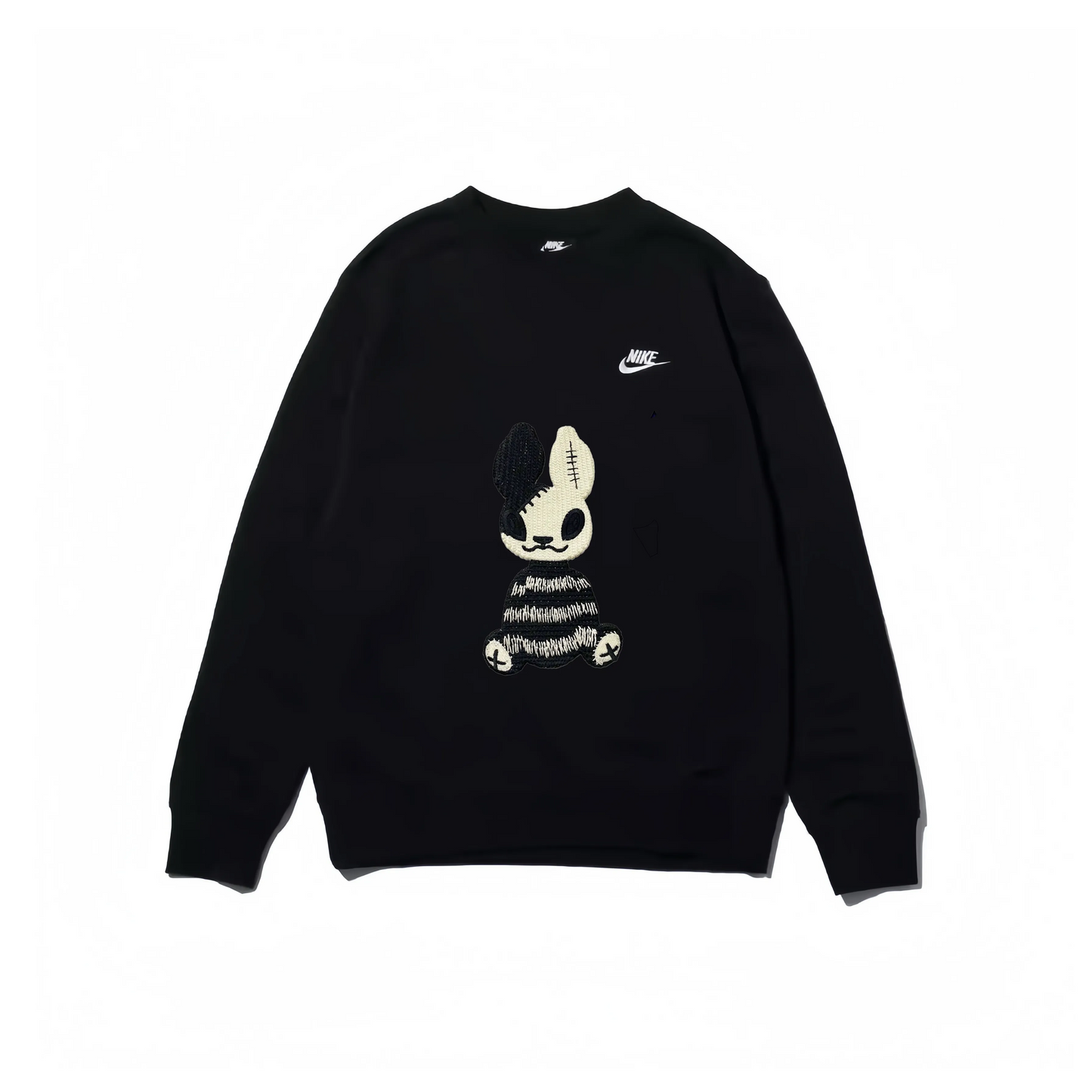 Custom Embroidery Nike Sweatshirt Black With Stitched Bunny Design