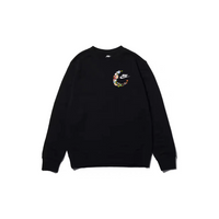 Custom Embroidery Nike Sweatshirt Floral Crescent Design Black