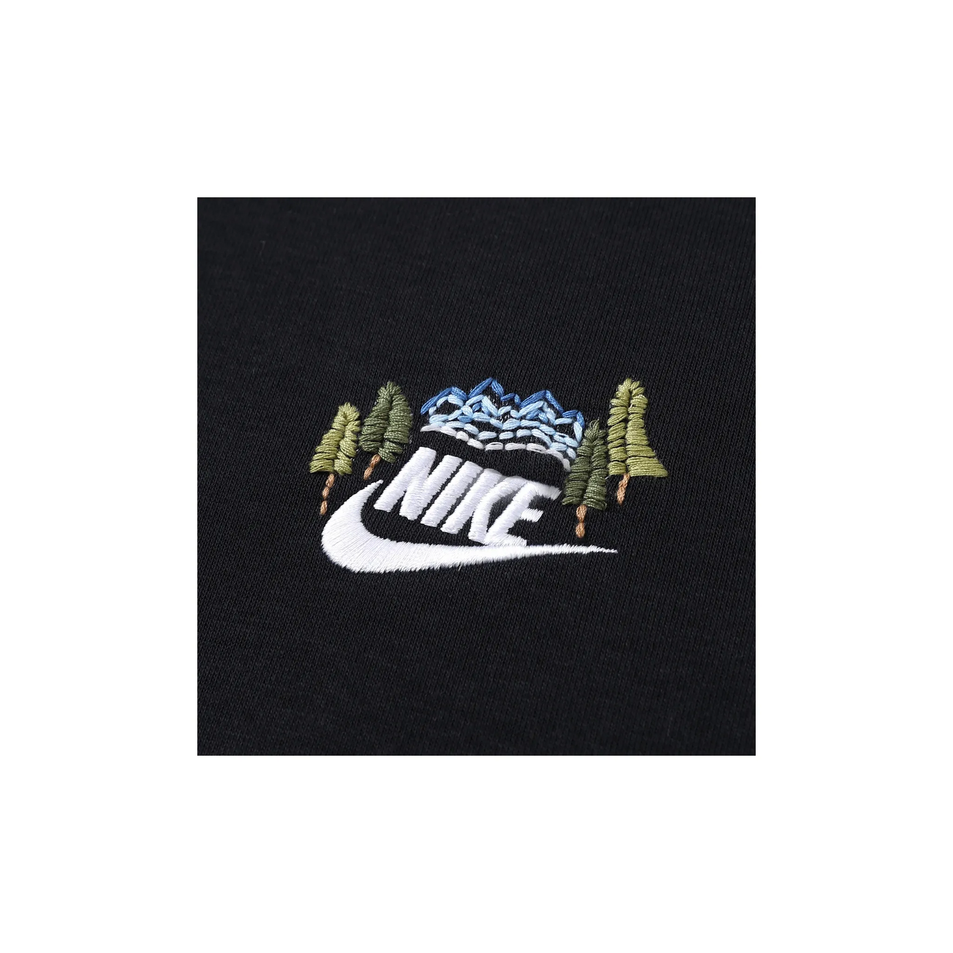 Custom Embroidery Nike Sweatshirt Mountain Tree Design Black