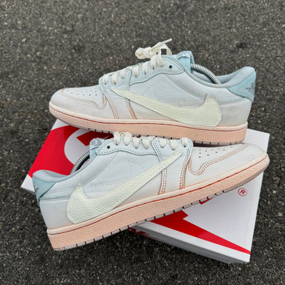 Custom Jordans Travis Scott Light Blue And Baby Pink With Textured Swoosh