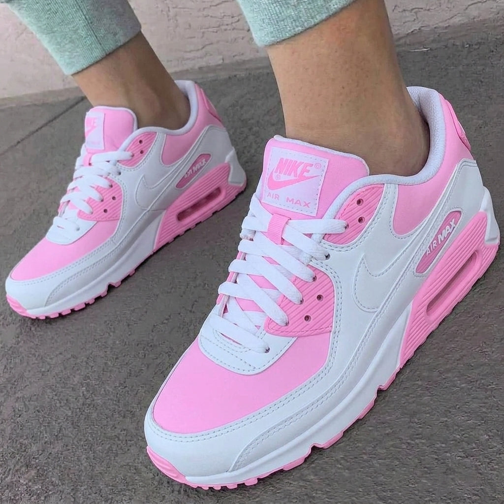 Custom Nike Air Max 90 Shoes Baby Pink White