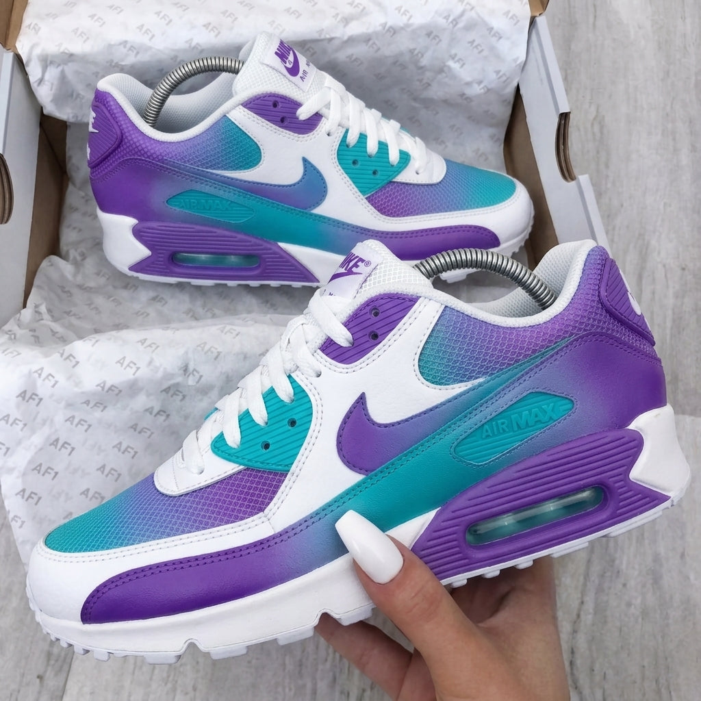 Custom Nike Air Max Shoes Gradient Purple Turquoise