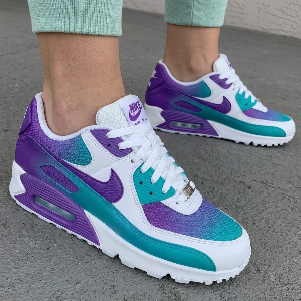 Custom Nike Air Max Shoes Gradient Purple Turquoise