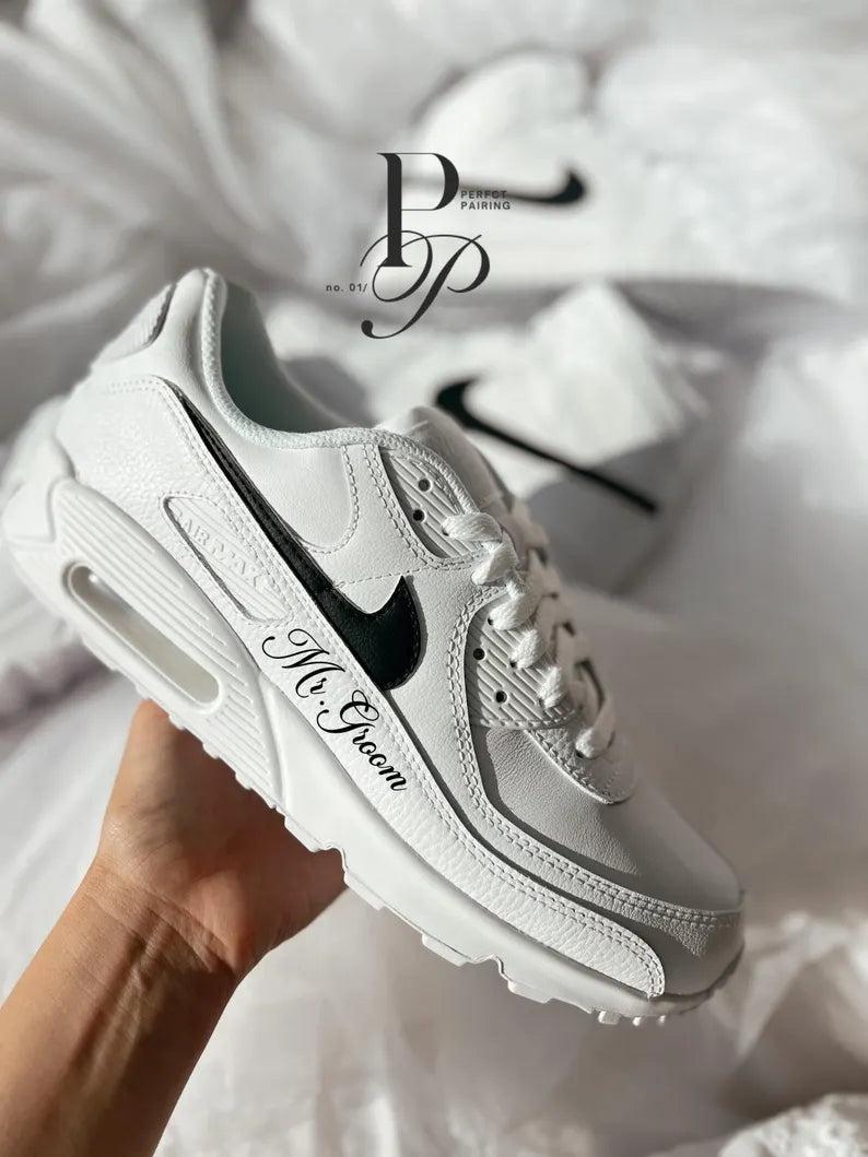 Custom Nike Air Max White Black Date Personalized Shoes