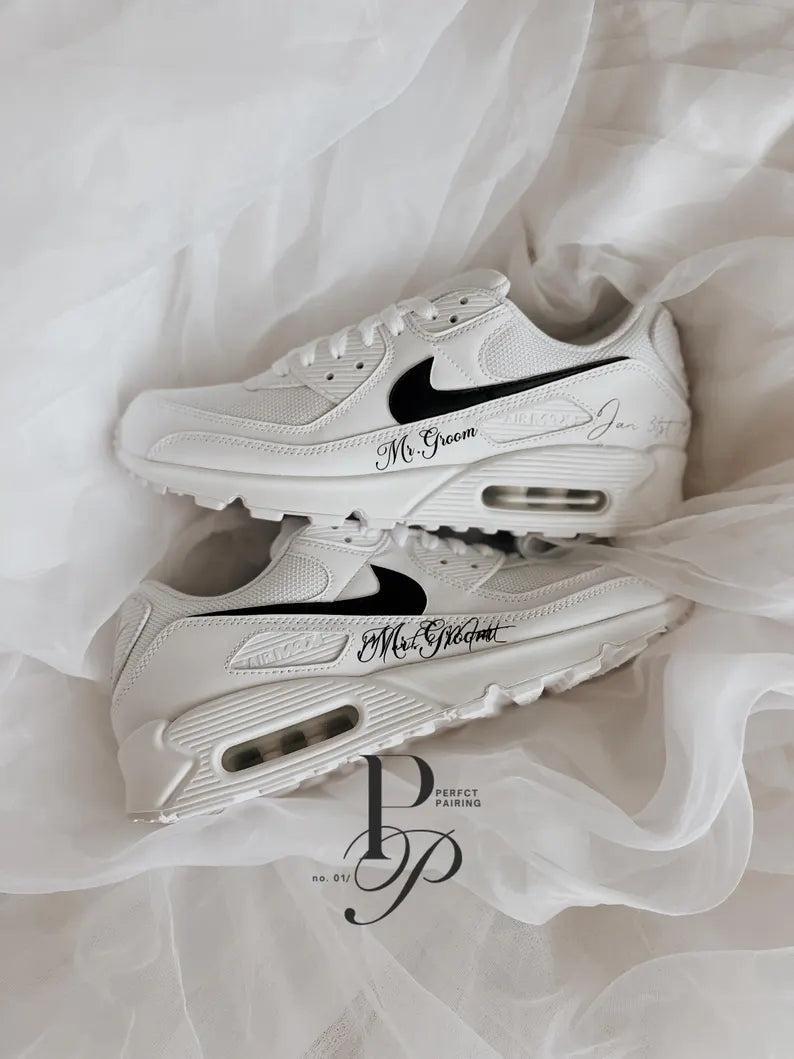 Custom Nike Air Max White Black Date Personalized Shoes