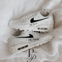 Custom Nike Air Max White Black Date Personalized Shoes