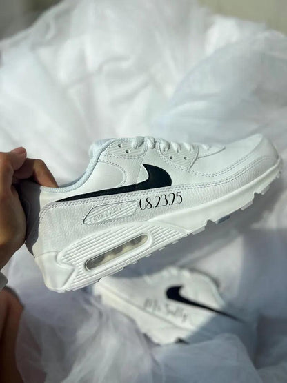 Custom Nike Air Max White Black Date Personalized Shoes
