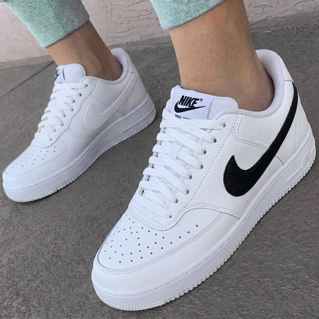 Custom Nike Court Shoes Black Swoosh White