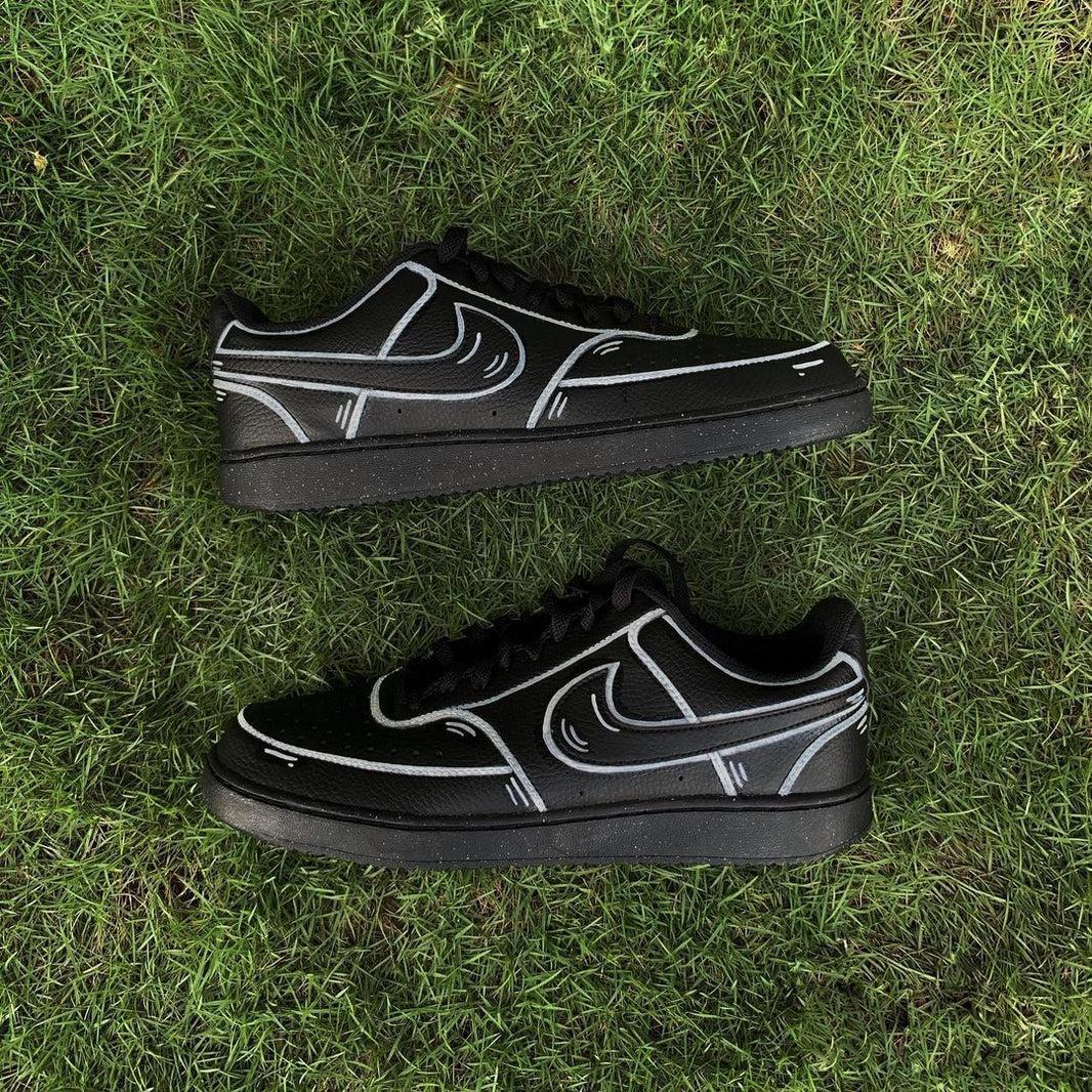 Custom Nike Court Vision Black Line Drawing