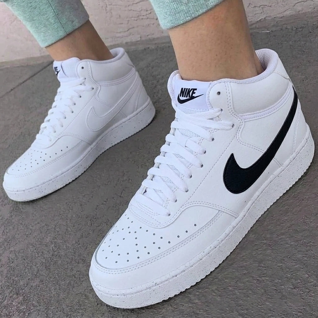 Custom Nike Court Vision Shoes Black Swoosh White