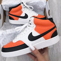 Custom Nike Court Vision Shoes Color Blocked Orange Black