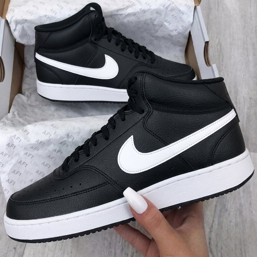 Custom Nike Court Vision Shoes Minimalist Black White