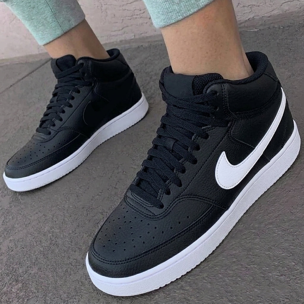 Custom Nike Court Vision Shoes Minimalist Black White