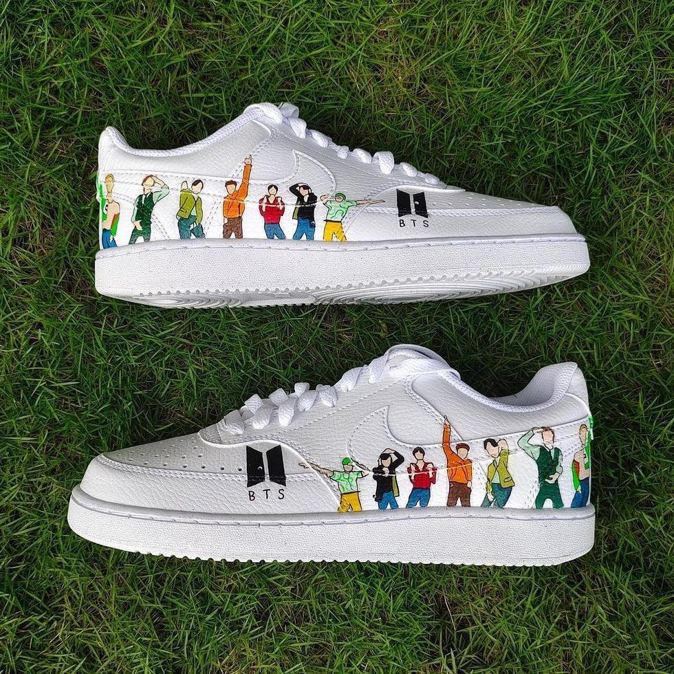 Custom Nike Court Vision White Multicolor BTS Theme