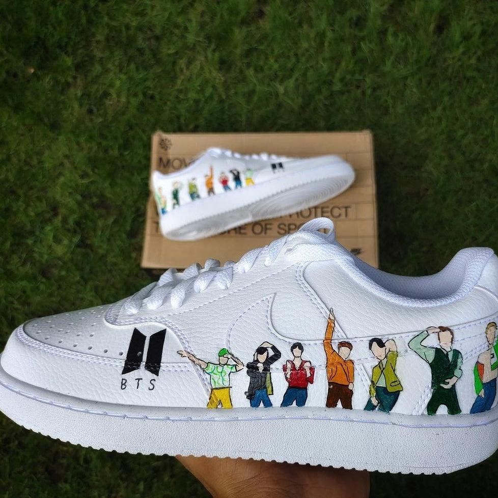 Custom Nike Court Vision White Multicolor BTS Theme