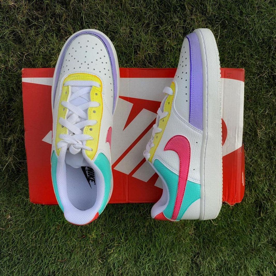 Custom Nike Court Vision White Multicolor Panel