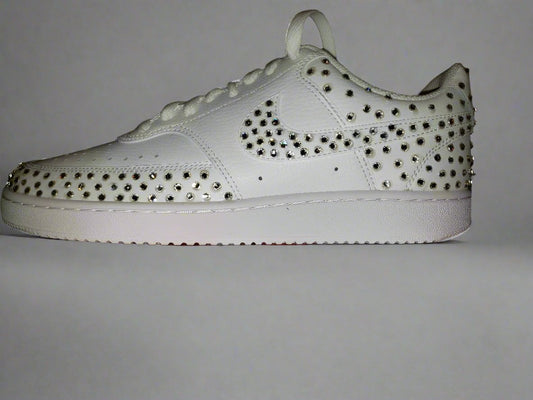 Custom Nike Court Vision White Studded Rhinestones