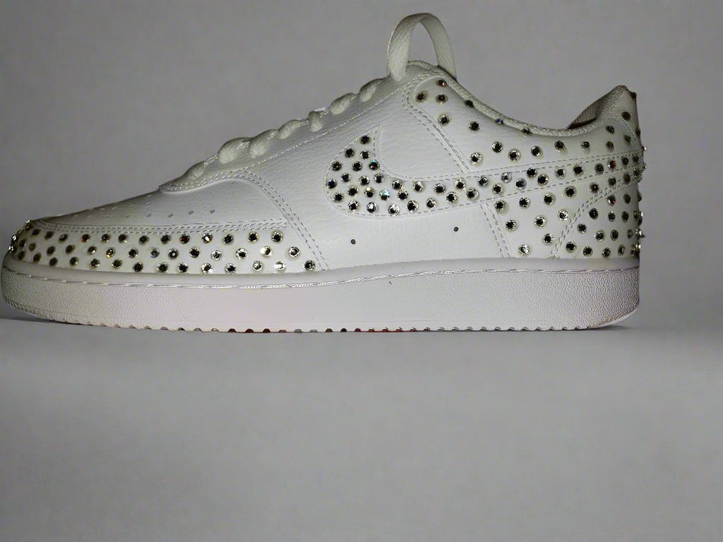 Custom Nike Court Vision White Studded Rhinestones