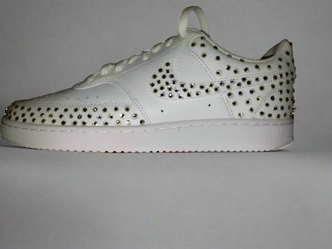 Custom Nike Court Vision White Studded Rhinestones