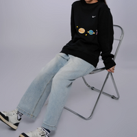 Custom Nike Sweatshirt Black Celestial Planets Pattern
