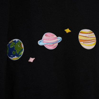 Custom Nike Sweatshirt Black Celestial Planets Pattern