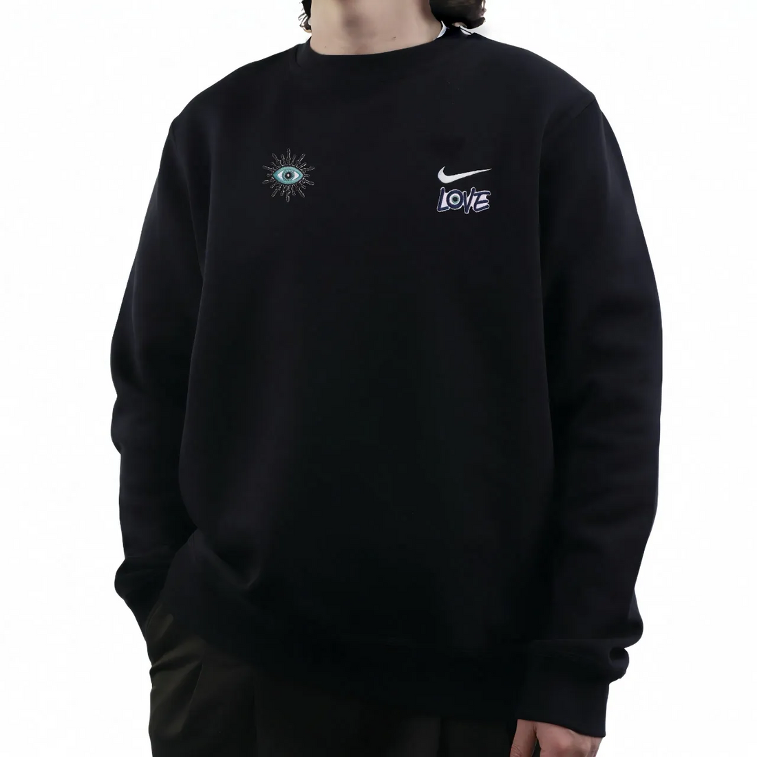 Custom Nike Sweatshirt Black Evil - Eye Love