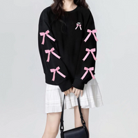 Custom Nike Sweatshirt Black Pink Bows