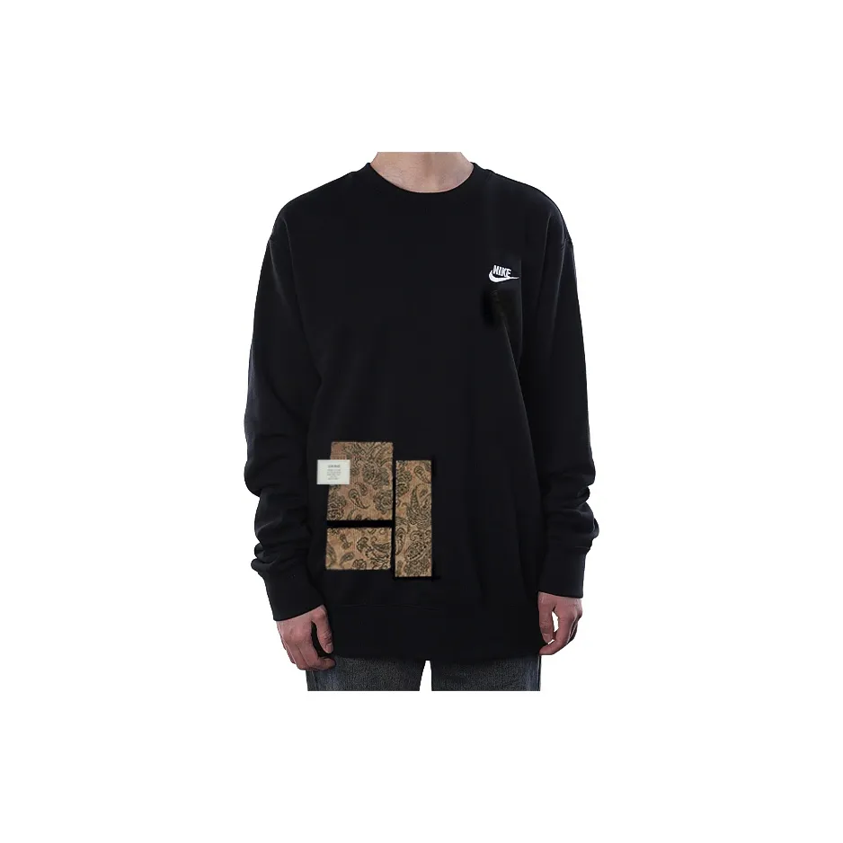 Custom Nike Sweatshirt Black Showcasing Paisley Elements