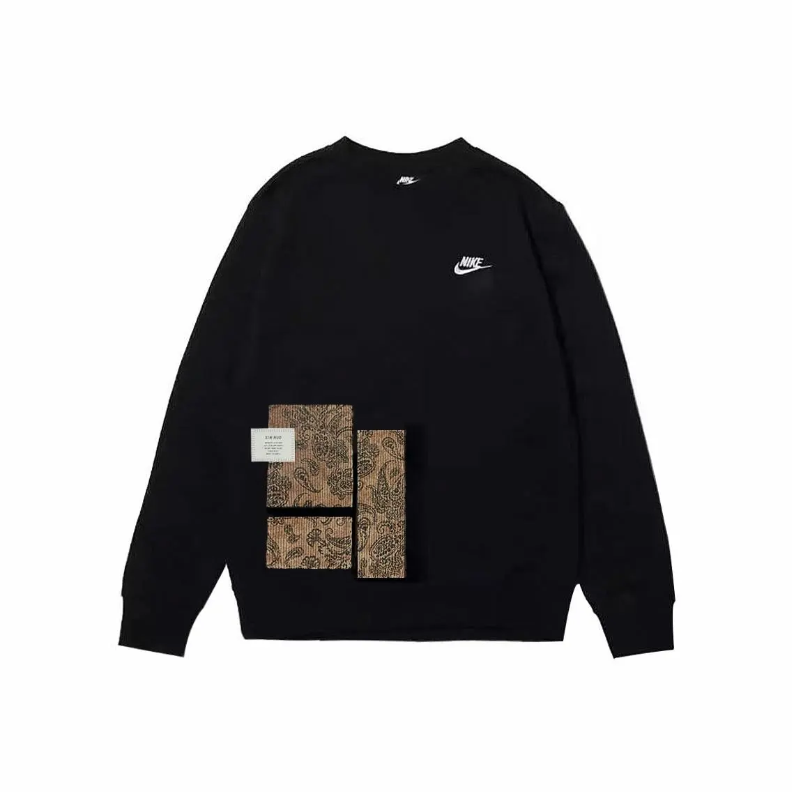 Custom Nike Sweatshirt Black Showcasing Paisley Elements